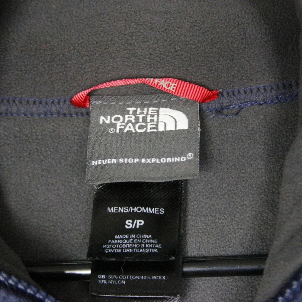 The North Face Mens Pullover Sweater‎ Navy Blue 1/4 Zip Size S Cotton Wool Blend
